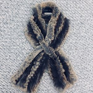 Rabbit and fox fur scarf genuine fur
